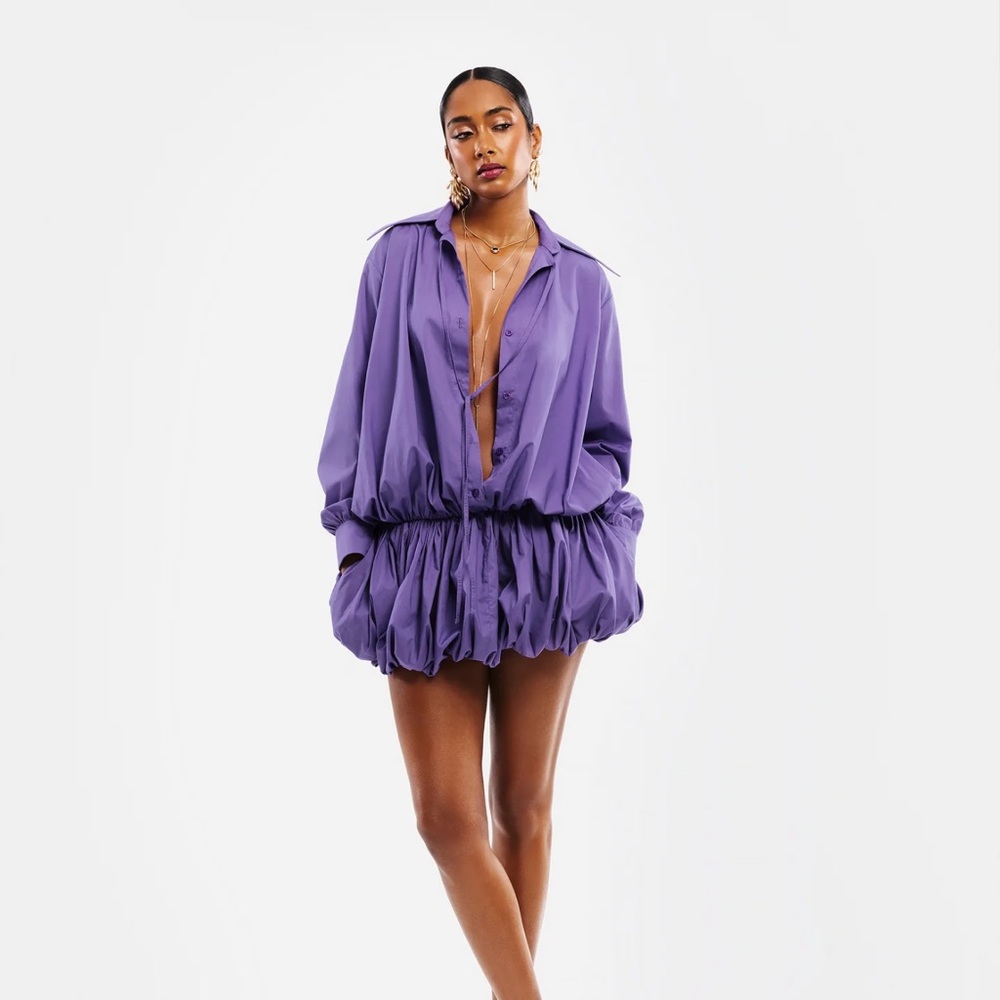 Stylish Purple Bubble Shirt Dress